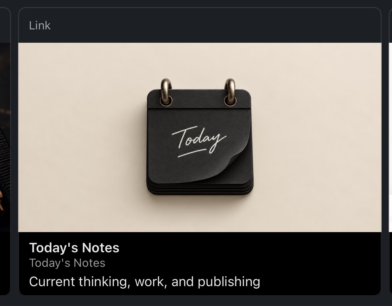 Original Today’s Notes link artwork with a calendar page reading Today.